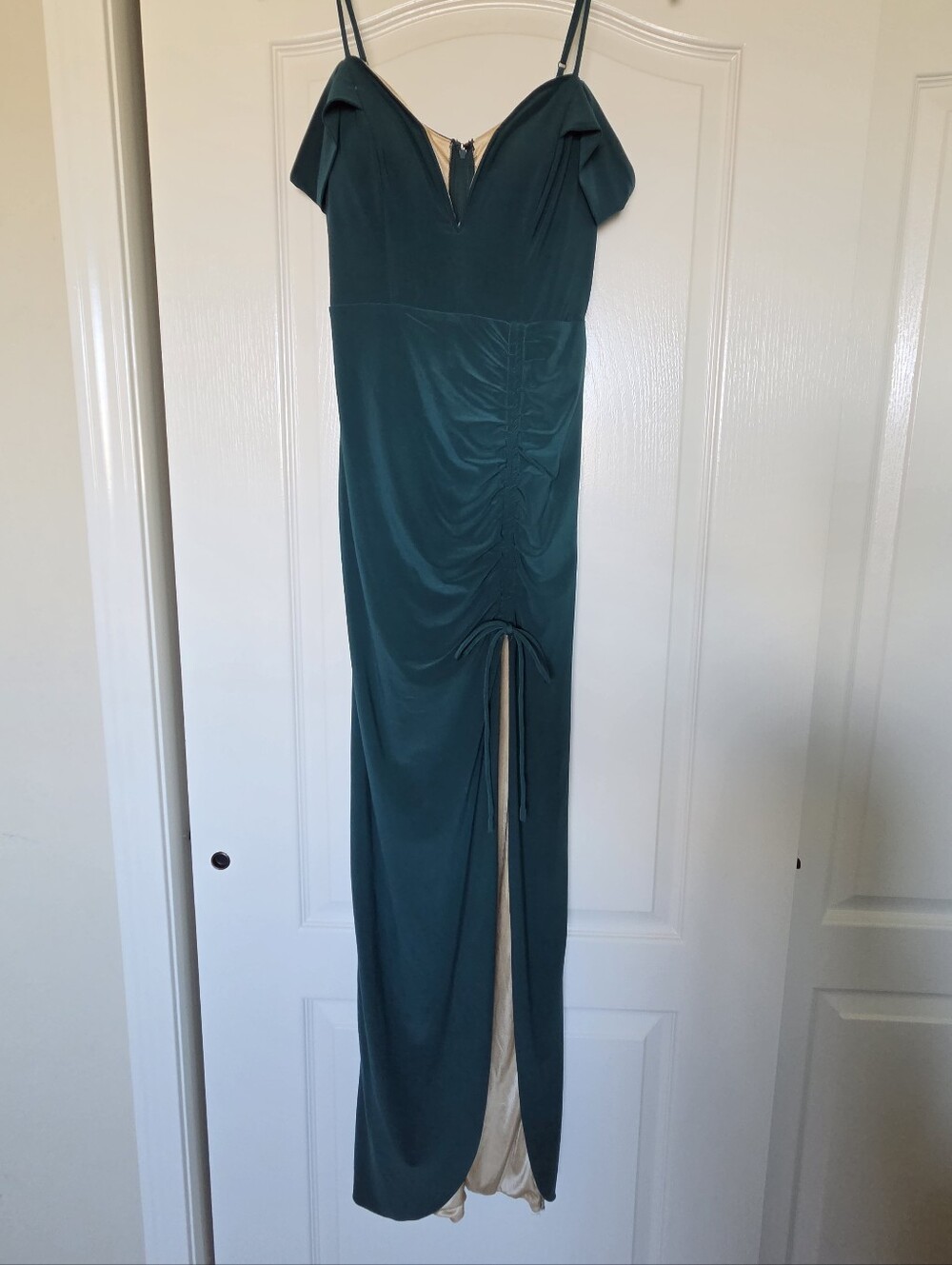 City Vibe Off The Shoulder Dark Green Evening Dress